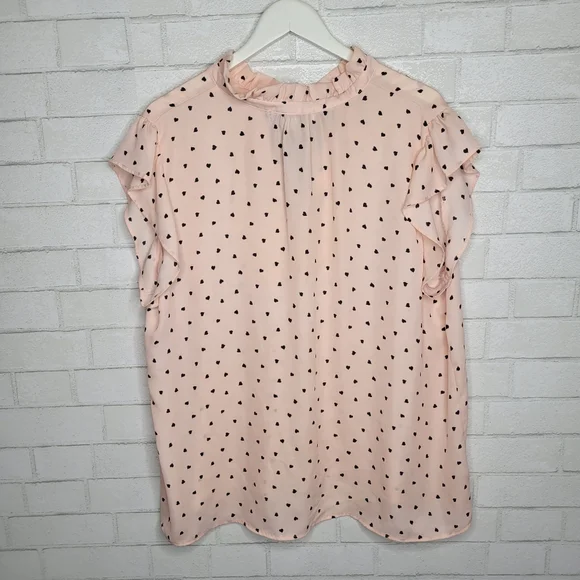 Sweet Rain Blush Pink Peach Heart Print Blouse - Picture 4 of 4